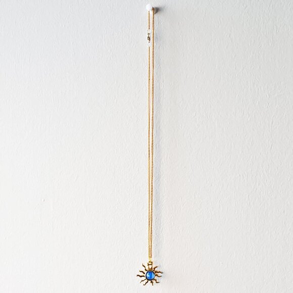 Gold Celestial Solar Sun Pendant Necklace - Picture 2 of 4